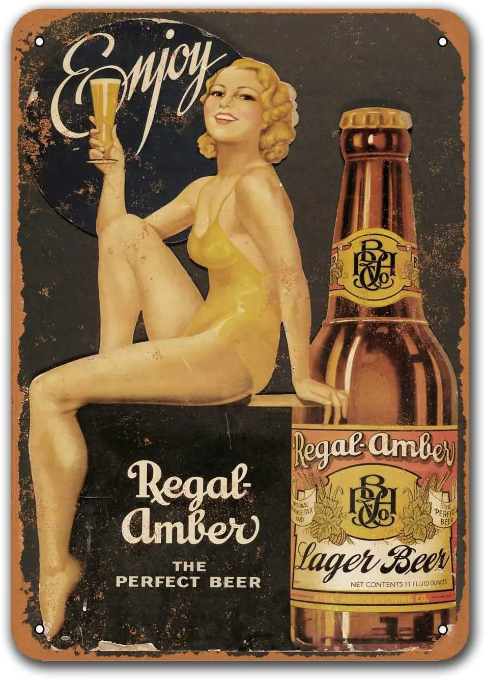 

Vintage Metal Sign Regal Amber Lager Bar Tin Signs, Sisoso Plaque Poster for Man cave Home Garage Pub Wall Decor 12x16 inch
