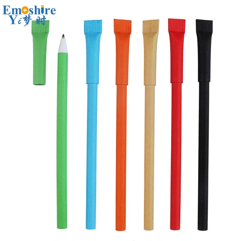 

Цветная ручка из крафт-бумаги, шариковая ручка, оптовая продажа, печать рекламных логотипов, экологичные рекламные фирменные Канцтовары P581