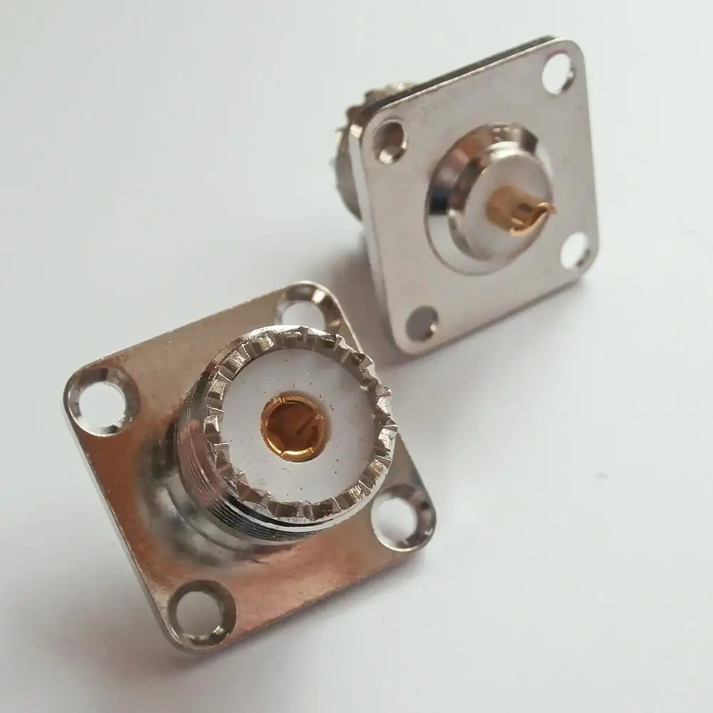 Разъем PL259 SO239 UHF гнездо с 4 отверстиями фланцевое Панельное крепление 25*25 мм