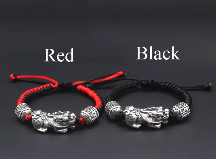 Браслет из стерлингового серебра 999 пробы, браслет с писю для мужчин, регулируемый размер, Классическая цепочка из веревки, тайский серебряный бисер браслеты ювелирные изделия