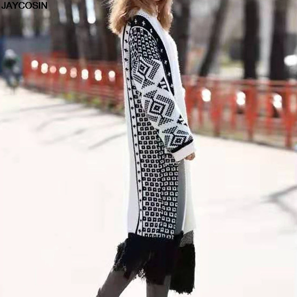 JAYCOSIN свитер куртка 2019 оверсайз вязаные кардиганы свободные клетчатые Джемперы