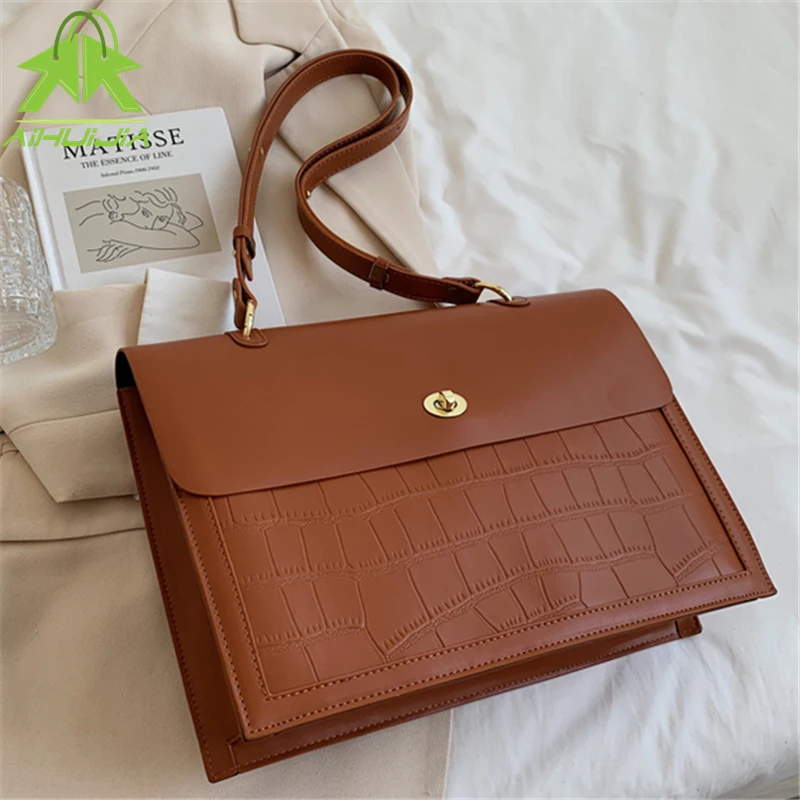 

Fashion Luxury High Capacity Flip Handbags for Women 2021 Stone Pattern Shoulder Messenger Bag Female Solid Color Crossbody Bags