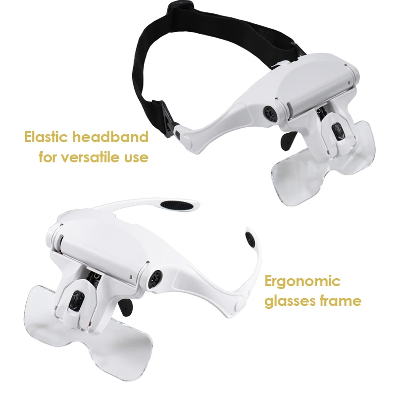 1.0X 1.5X 2.0X 2.5X 3.5X Adjustable 5 Lens Loupe LED Light Headband Magnifier Glass Magnifying Glasses with Storage Case | Инструменты