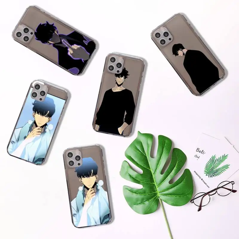 

Solo Leveling Sung Jin Phone Case For iPhone 7 8 11 12 X XS XR MINI Pro Max Plus Retro Black Grey clear transparent