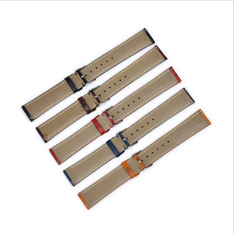 Wholesale 10Pcs/Lot 18mm 20mm 22mm Genuine Cow Leather Ostrich grain Watch Band Watch Straps Wrist Watch Part New -20201015