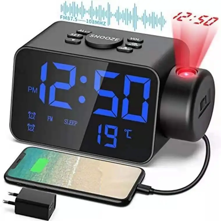 

Часы-проектор светодиодсветодиодный с FM-радио и USB-зарядкой