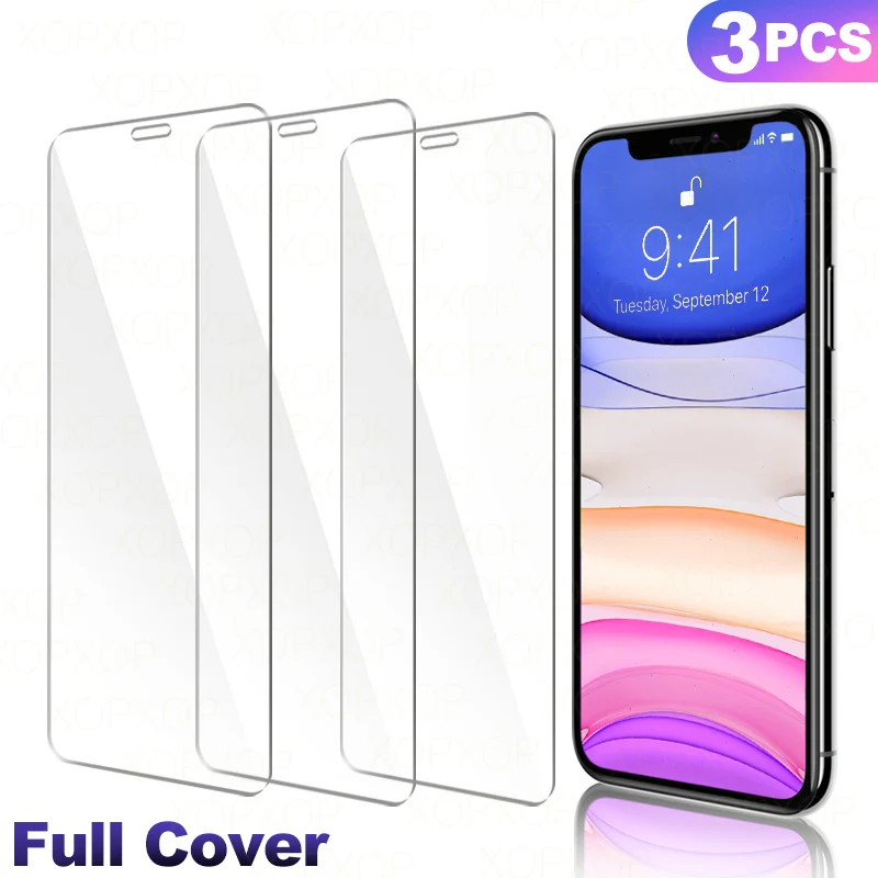 3 шт. полное покрытие из закаленного стекла для iPhone 11 Pro Max защита экрана iPhone X XR XS Max Защитная стеклянная пленка изогнутый край