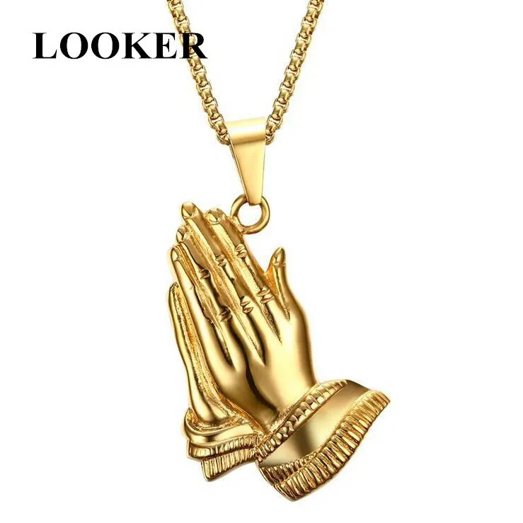 Новинка 2018 ожерелье LOOKER в стиле хип хоп с молитвенными руками для мужчин и женщин