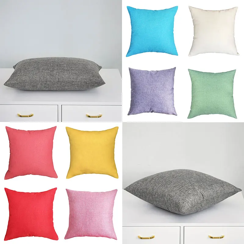 

Imitation Linen Throw Pillow Cover Home Decorative Pillowcase for Sofa Modern Solid Color Cushion Cover Square Pillow Case