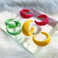 925 silver needle korea cute candy color c shaped acrylic earrings 2021 new trend fashion women personality jewelry accessories
