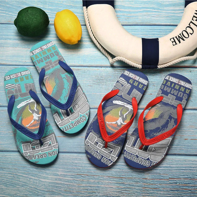 

Summer Men Slippers Fashion Surfing Flip Flops Non-slip Floor Outdoor Cool Beach Slides Sandals Soft Sole Casual Shoes for Man