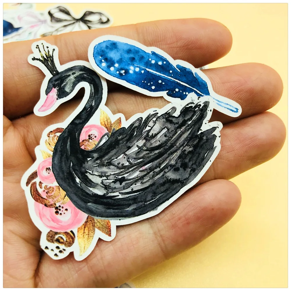 26 шт./компл. черная наклейка с лебедями для путешествий скрапбукинга альбом