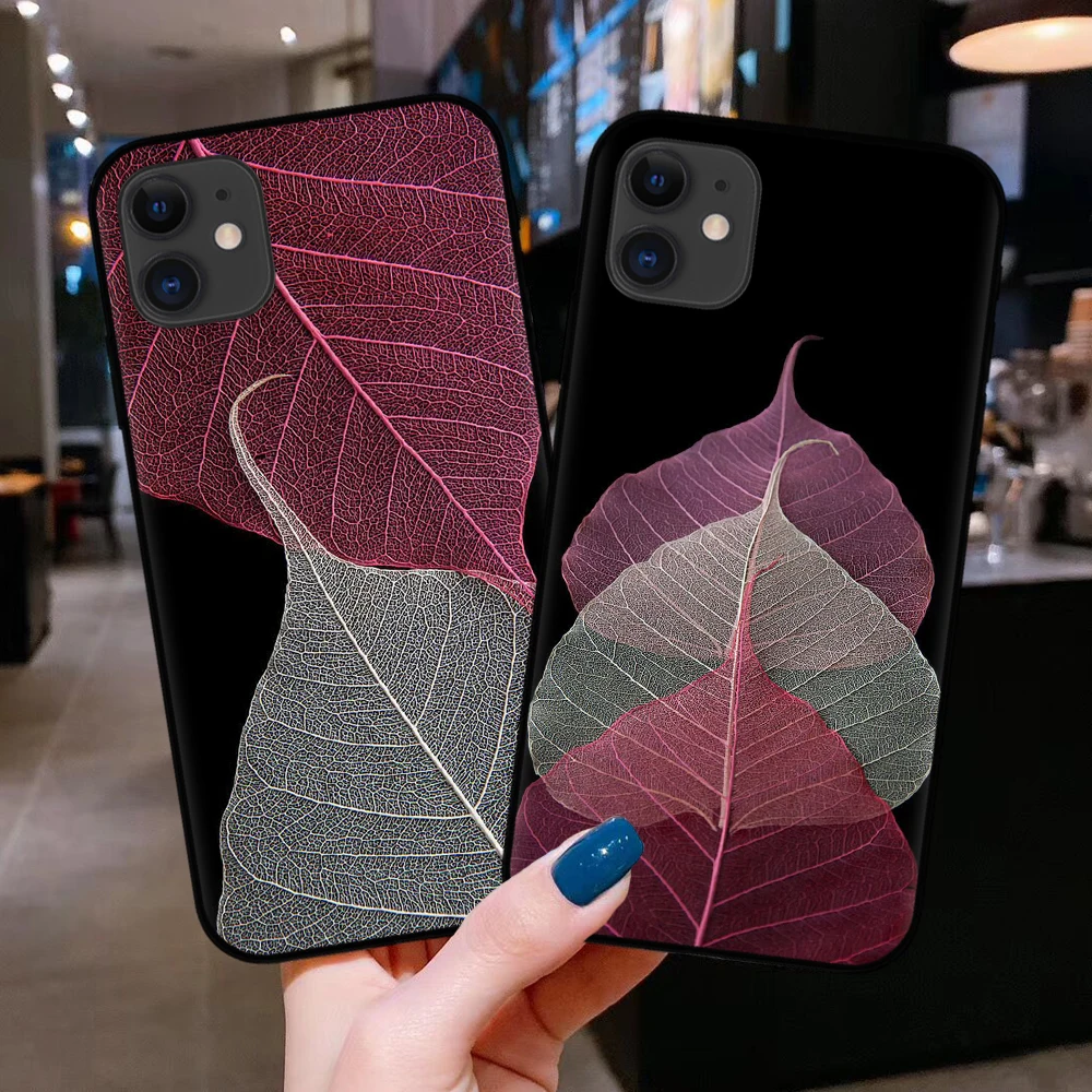 Чехол для телефона с цветными листьями iPhone 11 мягкий чехол из ТПУ XR X XS Pro Max 8 8Plus 7 6 6S