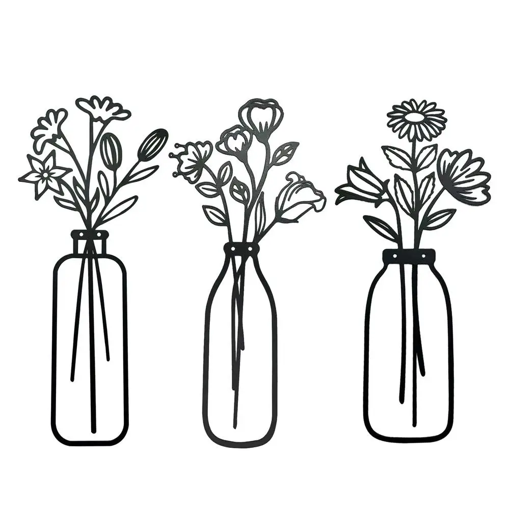 

Flower In Vase Metal Wall Art Spring Flowers Design Wall Plaque For Vases Geometric Plants Shelving Modern Home Decoration