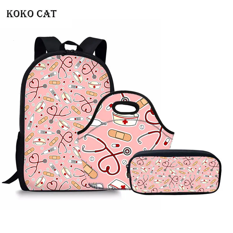 Набор из рюкзака и сумки для девочек-подростков с рисунком кошки