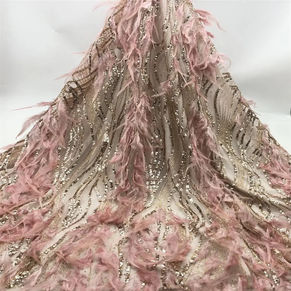 

Soso French Net Lace fabric 100% lace feather fabric 3D flowers feather african lace fabric high quality lace feather fabric