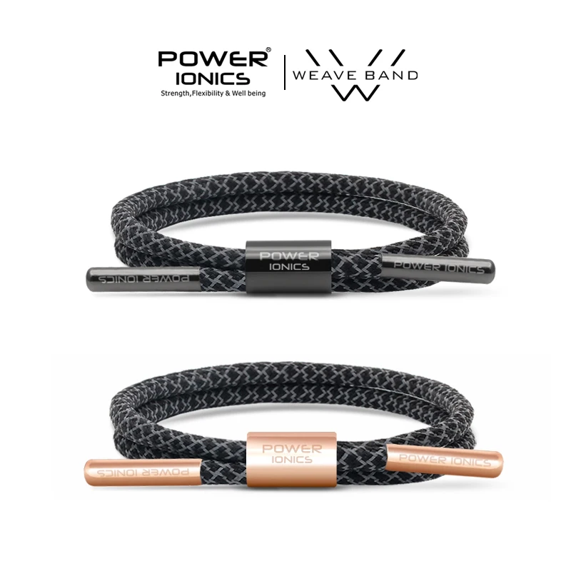 Black-2Rope(PLUS) Новая мощность Ionics Светоотражающая плетеная веревка Титан Германий браслет баланс энергетический баланс человеческого тела надпись - Окраска металла: Black-2Rope(PLUS)