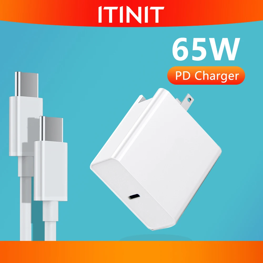

ITINIT C11 65W TYPE-C USB-C Power Adapter,1Port PD60W QC3.0 Charger For MacBook Pro/Air iPad Pro,2port USB for Samsung iPhone