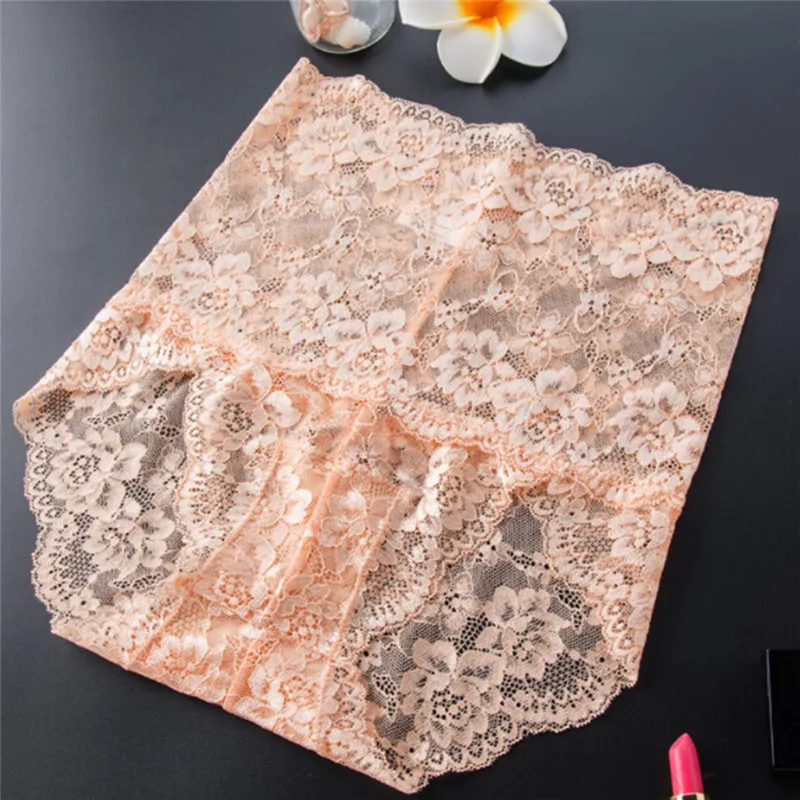 

Women Panties Sexy Lace Underwear High Waist Briefs Knickers Mesh Floral Lingerie Female Seamless Briefs Underpants Plus Size