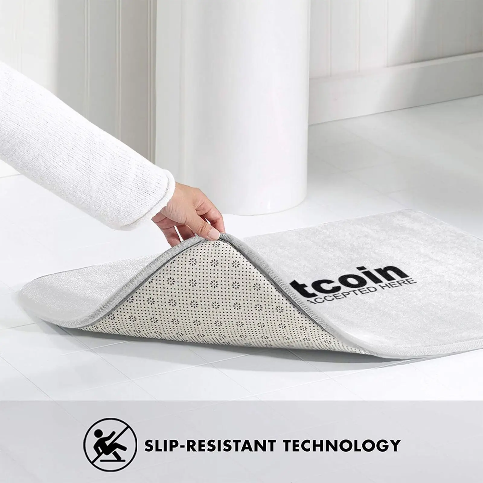 Принимаются биткоины коврик для входной двери ванной Eva Queen нескользящий ног