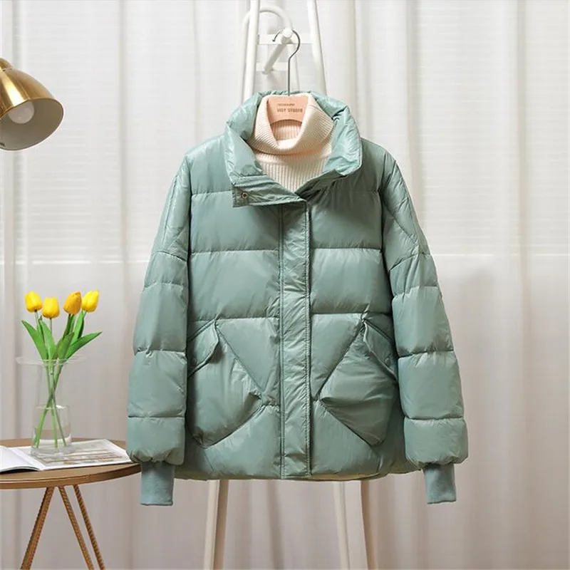Женский однотонный пуховик свободная куртка в Корейском стиле короткая парка