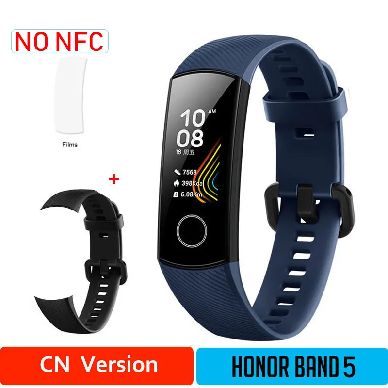 HONOR Band 5 NFC браслет умный кислород крови несколько циферблатов активности пульсометр фитнес трекер сна шагомер глобальная версия - Цвет: CNBlue5moB