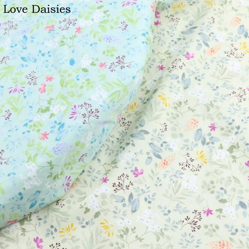 100% хлопок саржа Аква бежевый пасторальный маленький белый фиолетовый цветок