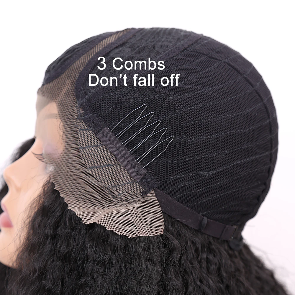 

Synthetic L Part Lace Front Wigs For Black Women Yaki Straight Long 24inch Lace Wig Baby Hair Heat Resistant Fiber
