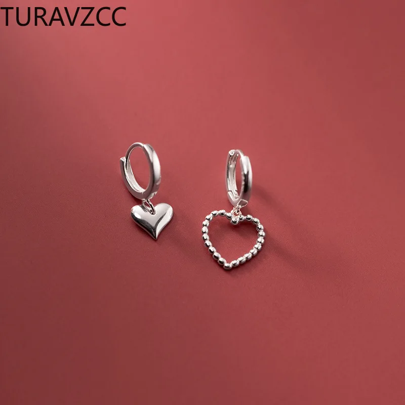 

Handmade Silver Color Asymmetry Heart Charm Studs Earrings For Women Girl's Charm Party Jewelry Accessories Birthday Gift