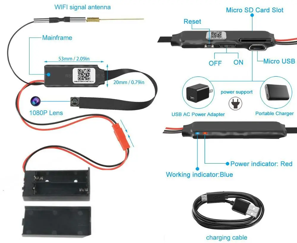 HD 1080P DIY портативная WiFi IP мини камера P2P беспроводная микро веб видеокамера