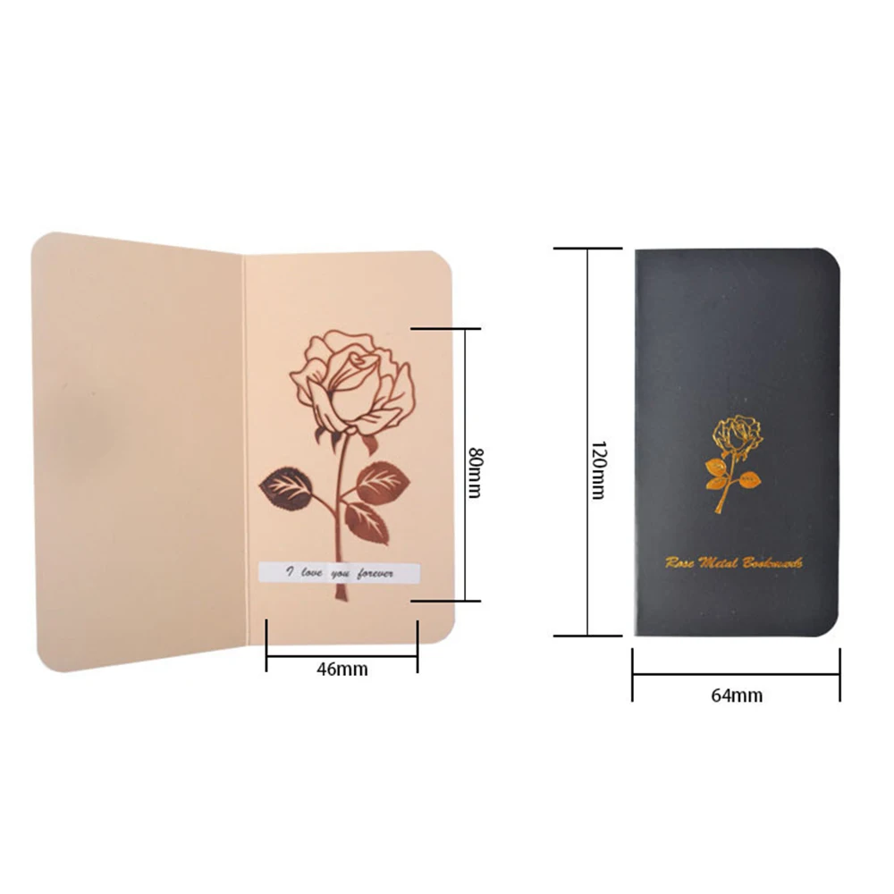 

High Quality Electroplated Rose Metal Bookmark Stainless Steel Bookmark Valentine's Day Creative Gift Bookmark