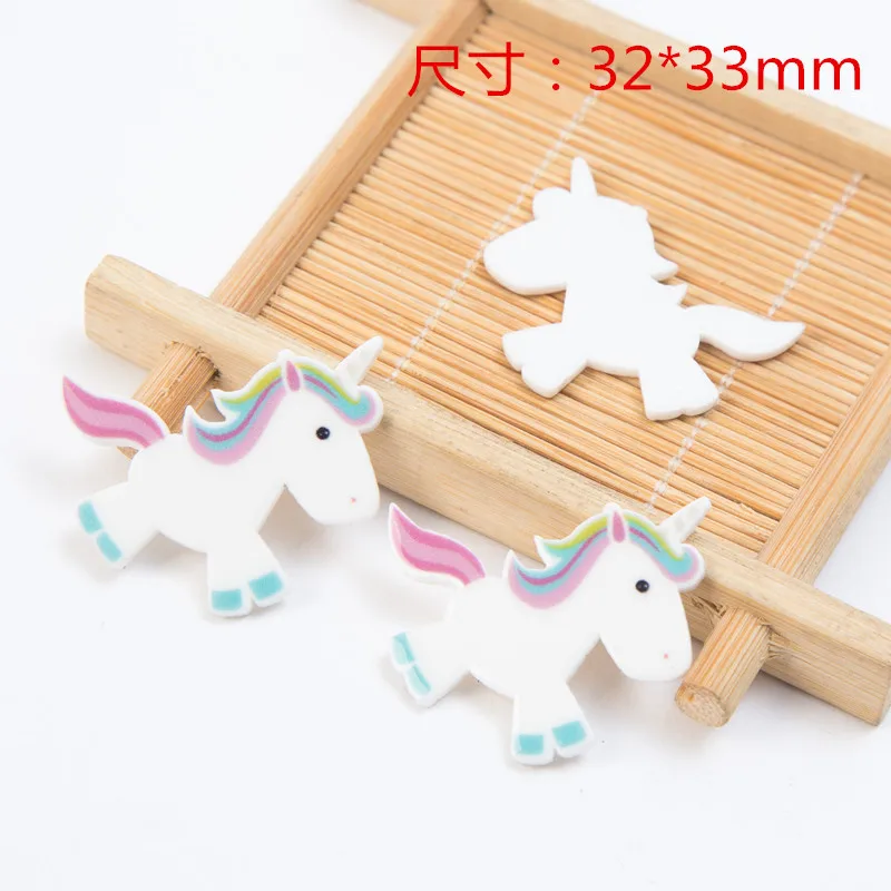 Плоский планарный полимер, единорог, смола для рукоделия, изготовления ювелирных изделий, день рождения, для девочек, «сделай сам», банты для волос, аксессуары, 10 шт./лот