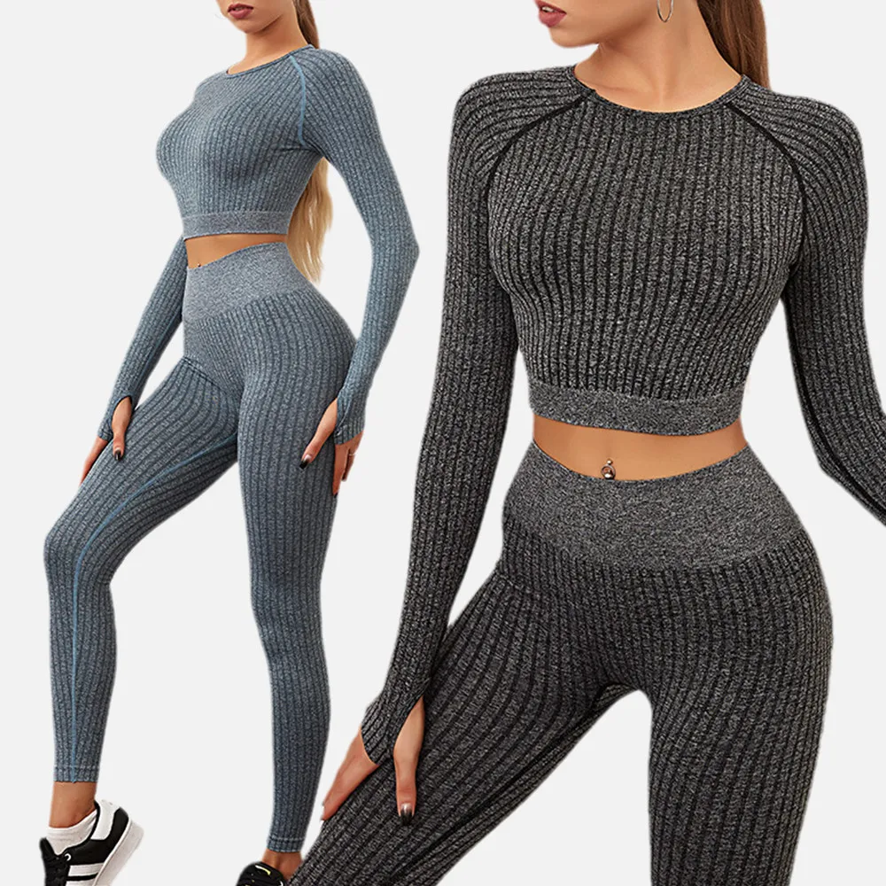 

2022 Workout Set Women Fitness Suit Yoga Shirt Sleeveless Long Sleeve Crop Top Fitness Leggings Running Tights Sports Pants