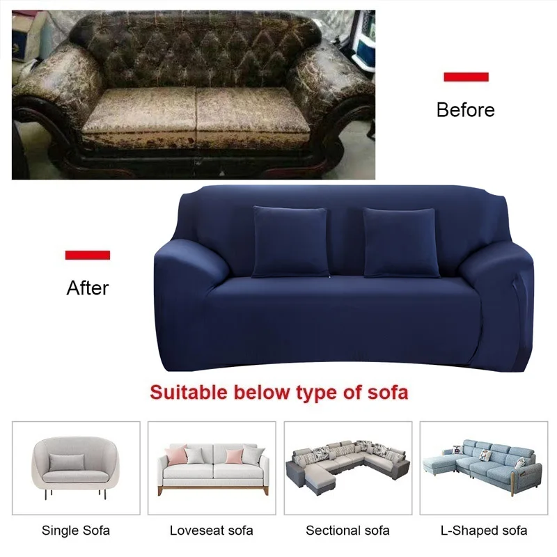 

2021 Hot Sale Solid Color Elastic Sofa Cover Cotton All-Inclusive Stretch Sofa Cover for Living Room Funda Sofa cover sofa