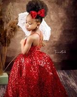 red sparkly 2021 flower girl dresses spaghetti sequined little girl wedding dresses cheap communion pageant dresses gowns