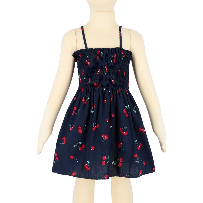 Summer Baby Girl Cherry Print Sleeveless Sling Dress Casual Kids Cotton Sundress | Детская одежда и обувь