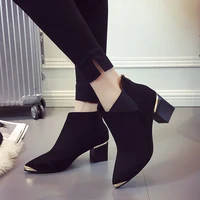 ladies short boots 2021 high quality autumn pointed thick heel high heel zipper warm fashion boots fashion womens shoes
