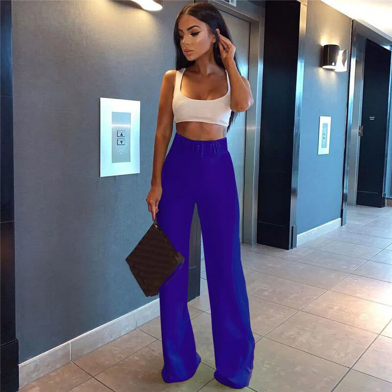 

2019 Autumn New Women High Waist Casual Pants Hip Slim Fashion Straight Leg Pants Women