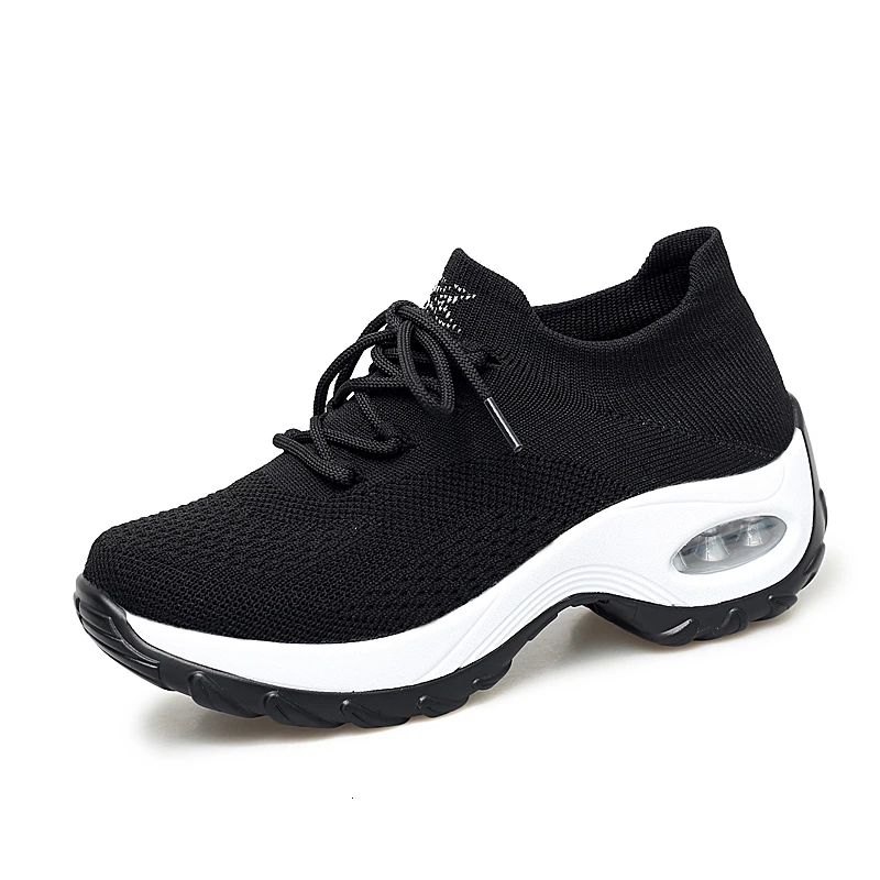 Black shoes Женская спортивная обувь с воздушной подошвой; обувь для бега; дышащие женские кроссовки; уличная прогулочная обувь для бега; кроссовки для бега; Тканевая обувь для отдыха - Цвет: Black shoes