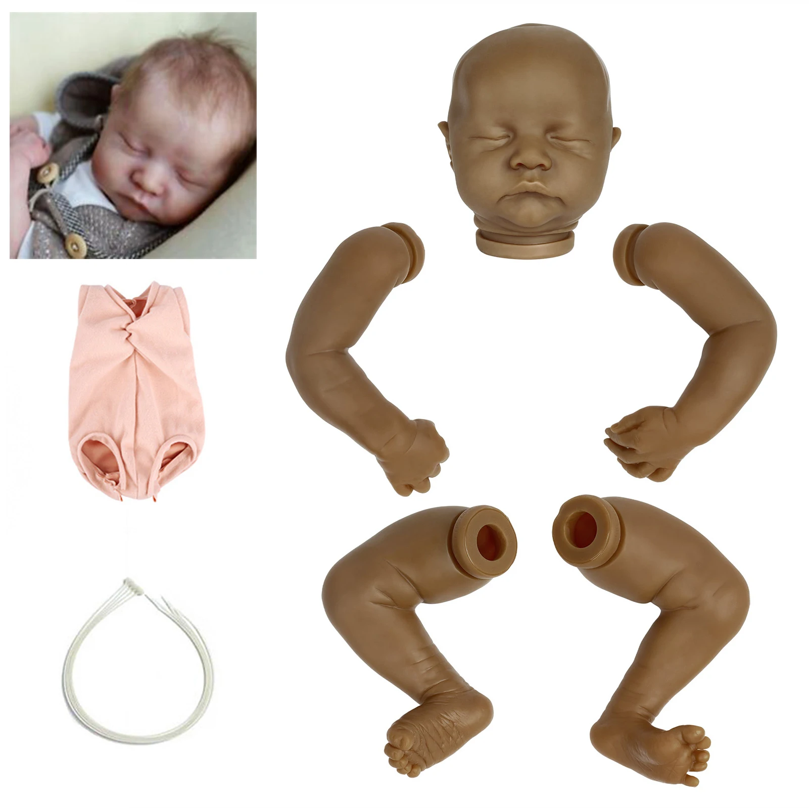 

RBG Bebe Reborn Doll 18 Inches Levi 3Color Lifelike Newborn Baby Vinyl Unpainted Unfinished Doll Parts Gift DIY Blank Doll Kit