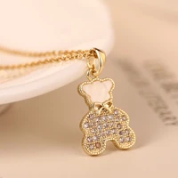 womens new necklace sen series simple design zircon teddy bear gold plated bow pendant clavicle chain for girlfriend jewelry