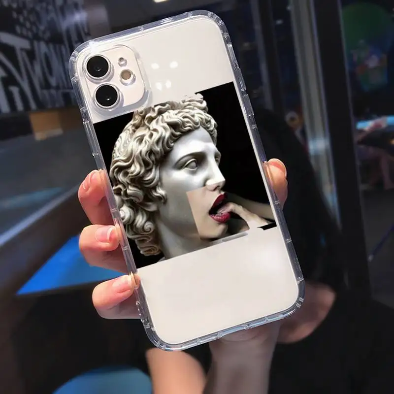 

Great Art Aesthetic David Mona Lisa Phone Cases Transparent Case For Iphone 6 6s 7 8 Plus XR X XS 11 12 Pro Max