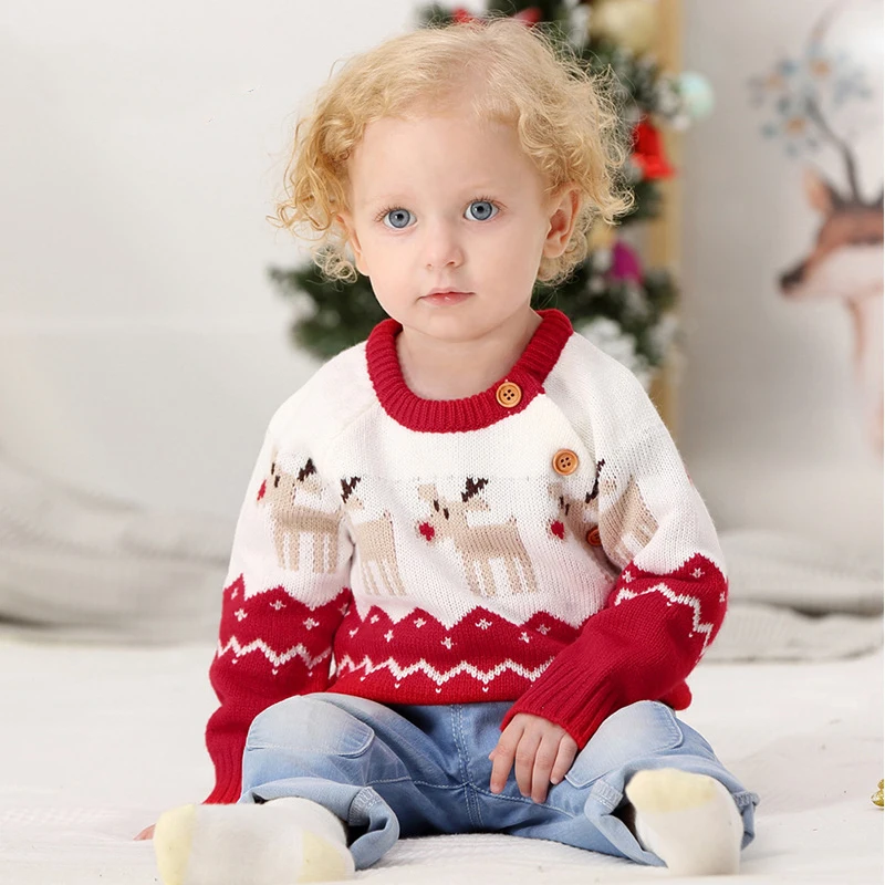 New Winter baby knit sweater Christmas night toddler boy fashion children elk winter girl clothes |