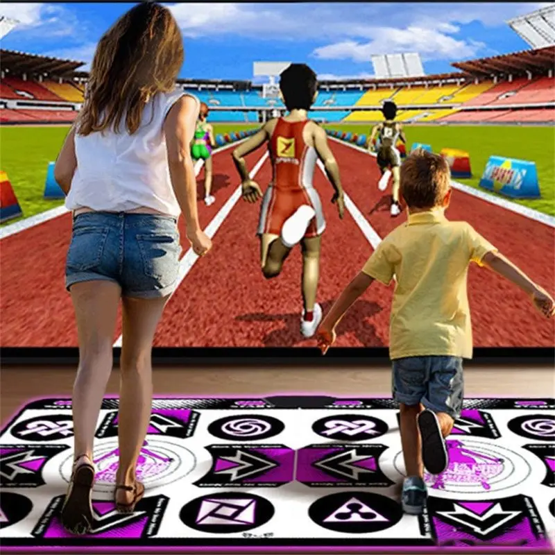 

Double Dance Mats for Kids Adults Non-Slip Wireless Dancer Step Pads AUX Music Sense Game for PC TV Event Party Aisle Runners