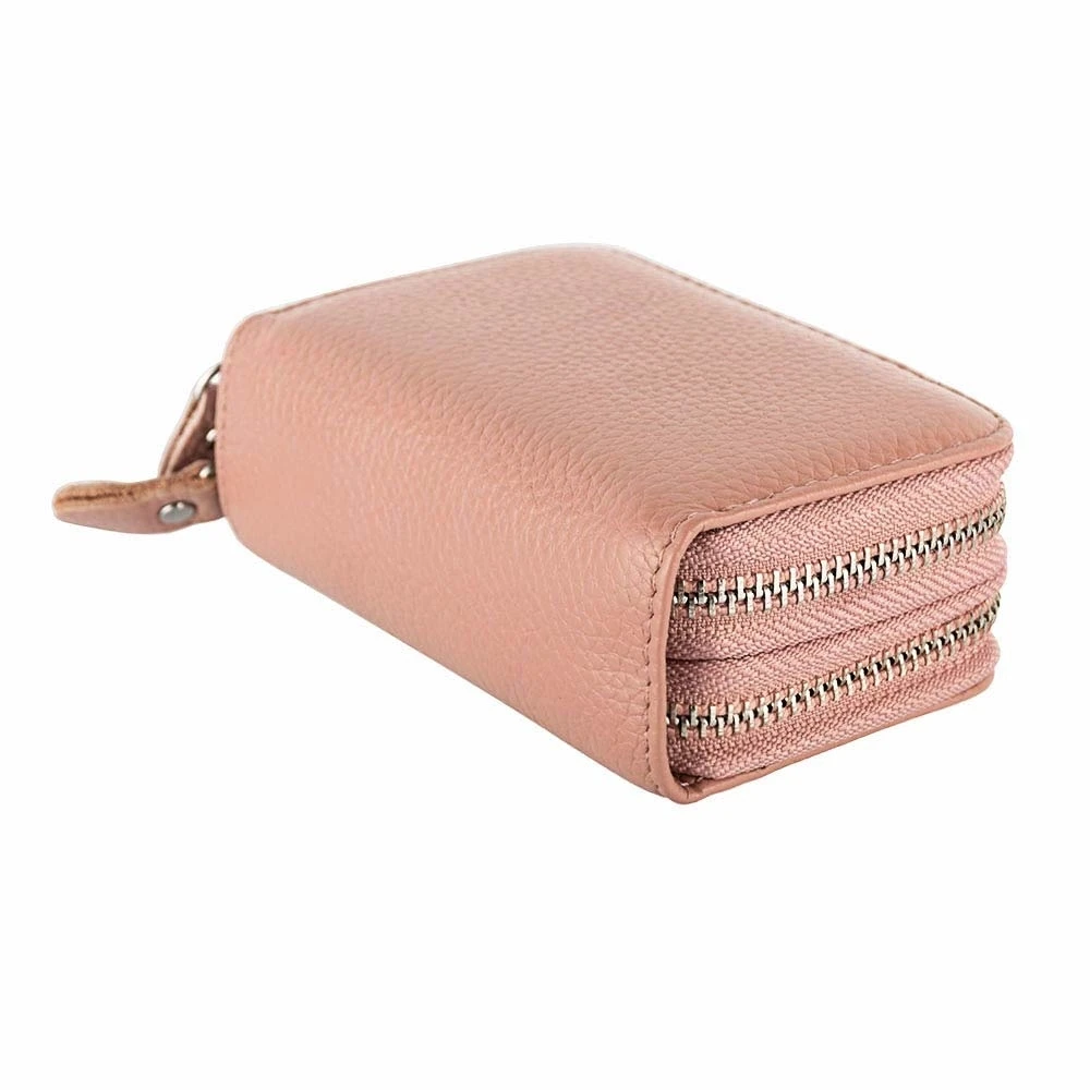 Женский кошелек из натуральной кожи с RFID защитой кредитница на молнии бумажник