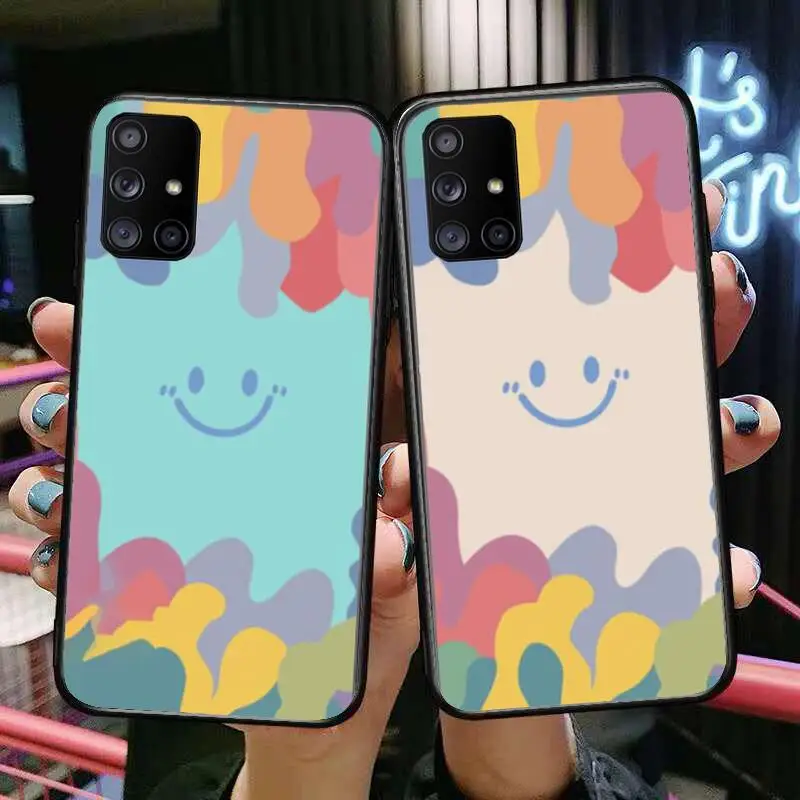 

Cute Smile Pattern Soft Shell Phone Case Hull For Samsung Galaxy A50 A51 A71 A70 A52 A40 A30 A31 A80 A20E 5G S Black Shell Art