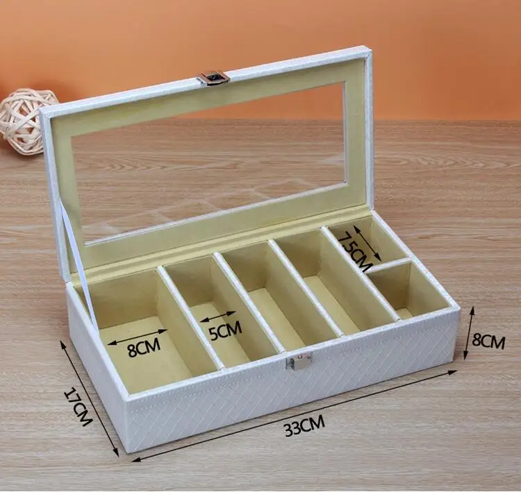 

fashion wood stucture synthetic leather 4/6 grid glasses/suglasses storage box jewelry organizer for sunglass YJH006