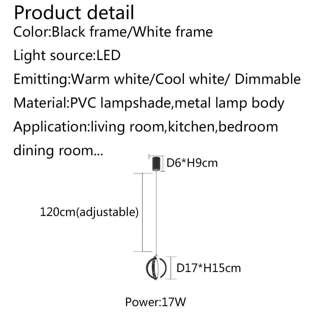 

Home Lights Modern Led Pendant Light For Bedroom Living room Dining room Bedside Hanging Pendant Lamp Black&White Lustre Fixture
