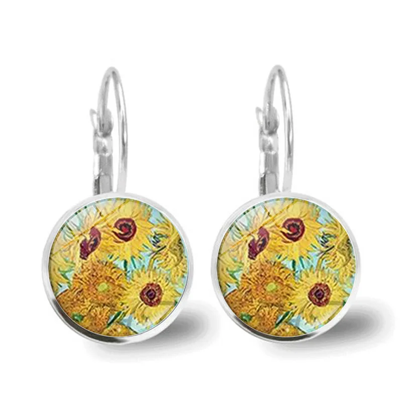 Серьги-гвоздики с изображением миндаля Ван Гога цветущие серьги ветки свадебные