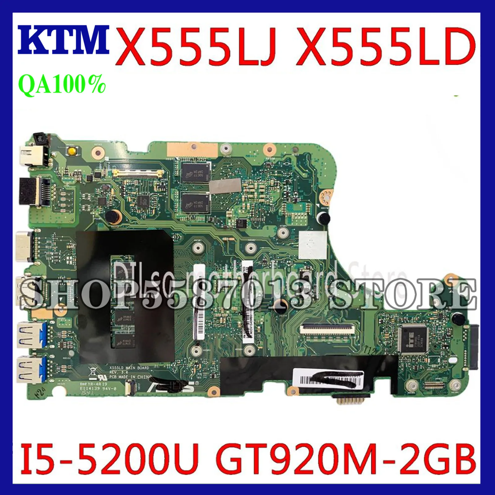 

KEFU X555LD Motherboard For ASUS X555LD X555LP X555LA X555L X555LJ X555LNB Motherboard I5-5200U CPU GT920M 4GB RAM Test original